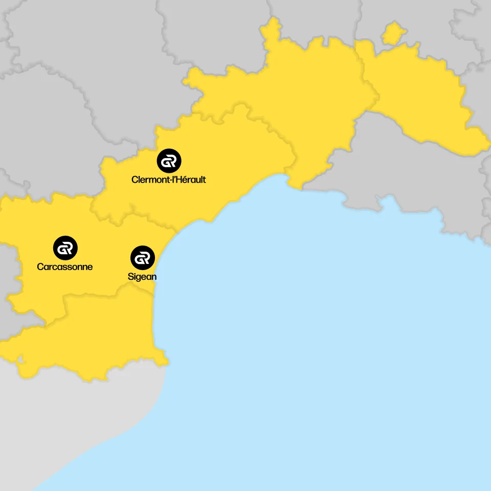 Carte des agences Groupe Rouquette dans le sud de la France